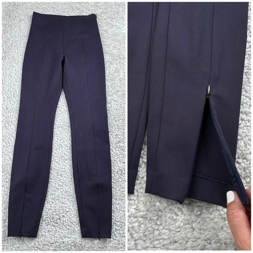 Good American The Boss Pant High Rise Navy Skinny with Zips. Ponte. Size 1 Small